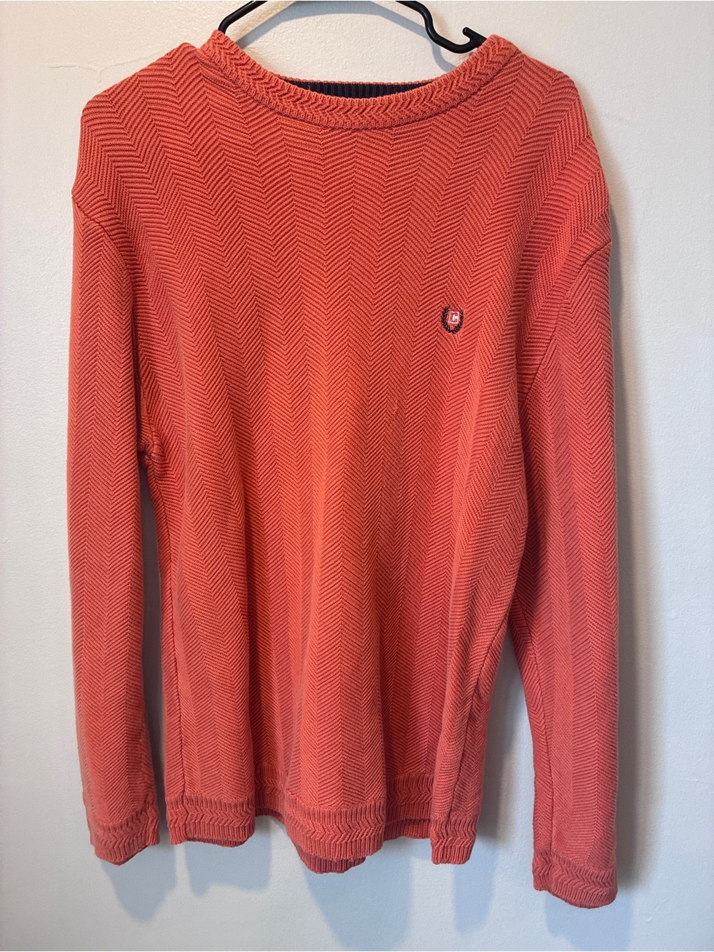 Chaps Coral Herringbone Crewneck Sweater